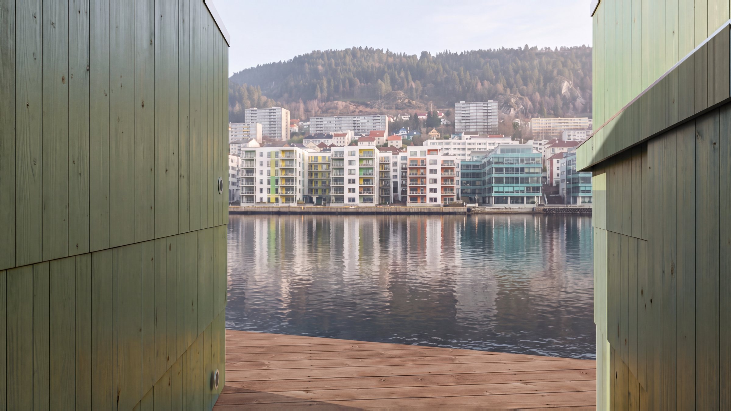 Marineholmen between the saunas towards Puddefjorden