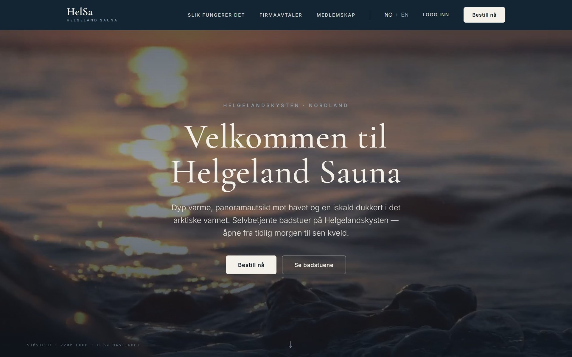 Framsida på helgelandsauna.no
