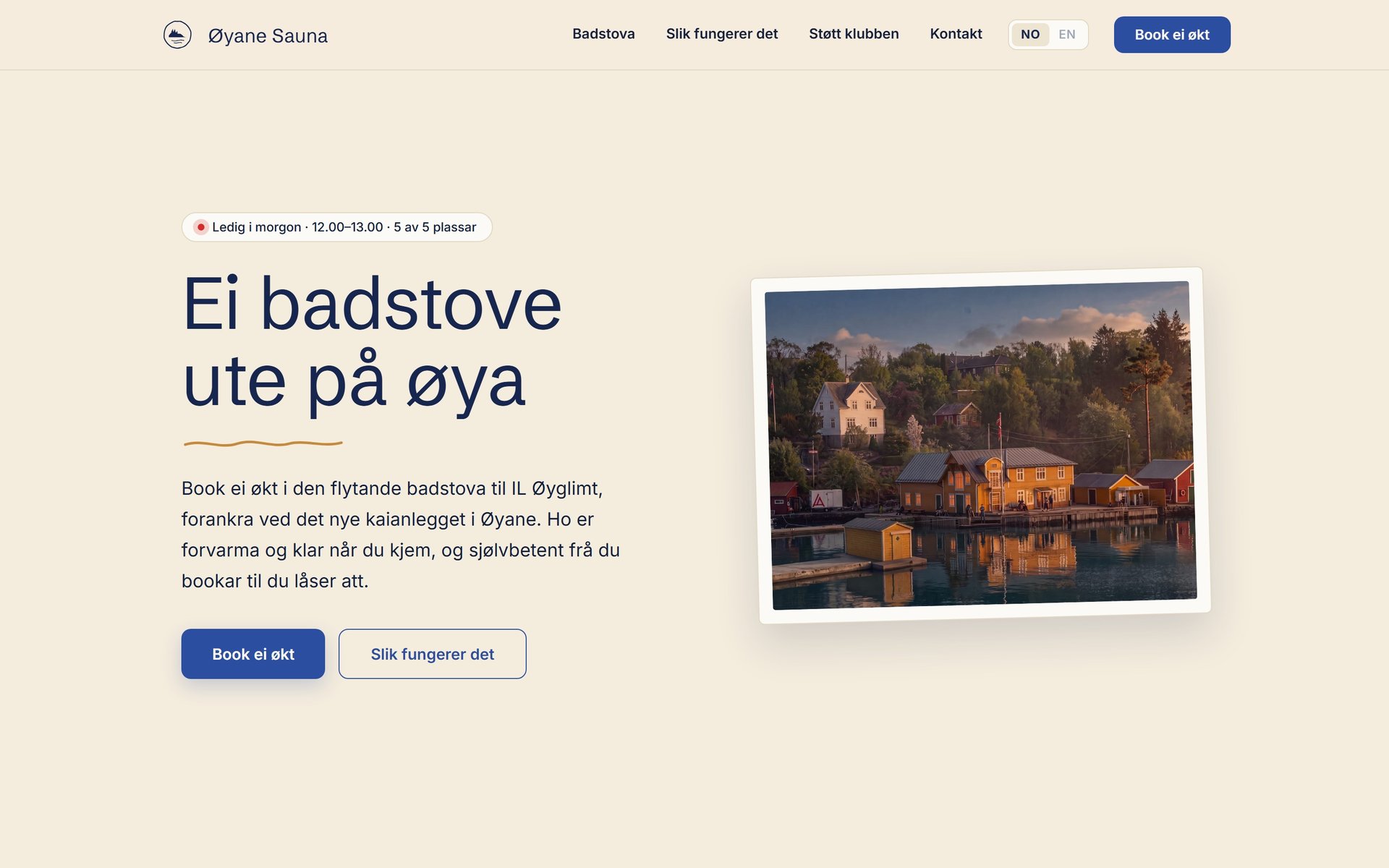 Framsida på oyane-sauna.no